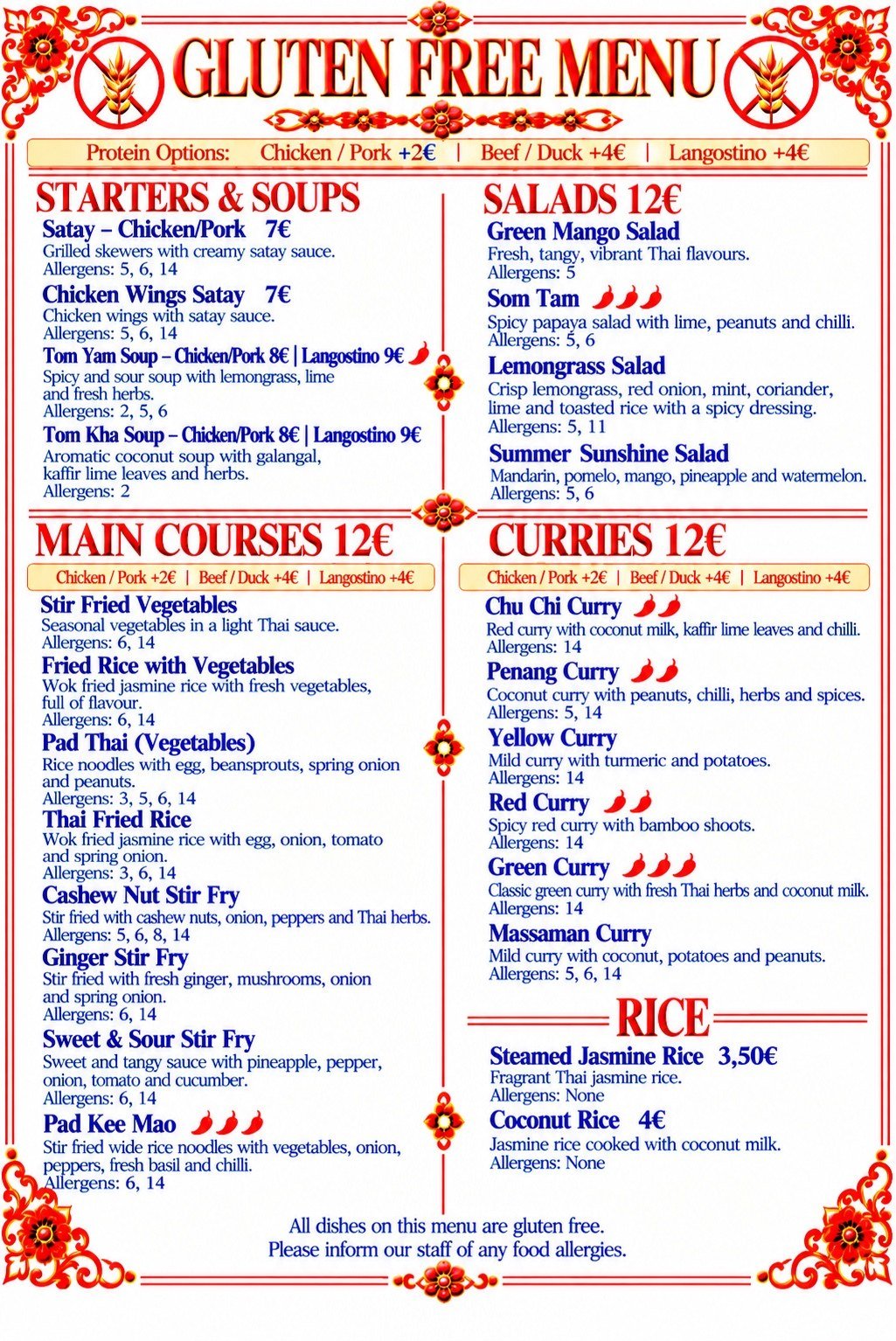 Gluten Free Menu – EN